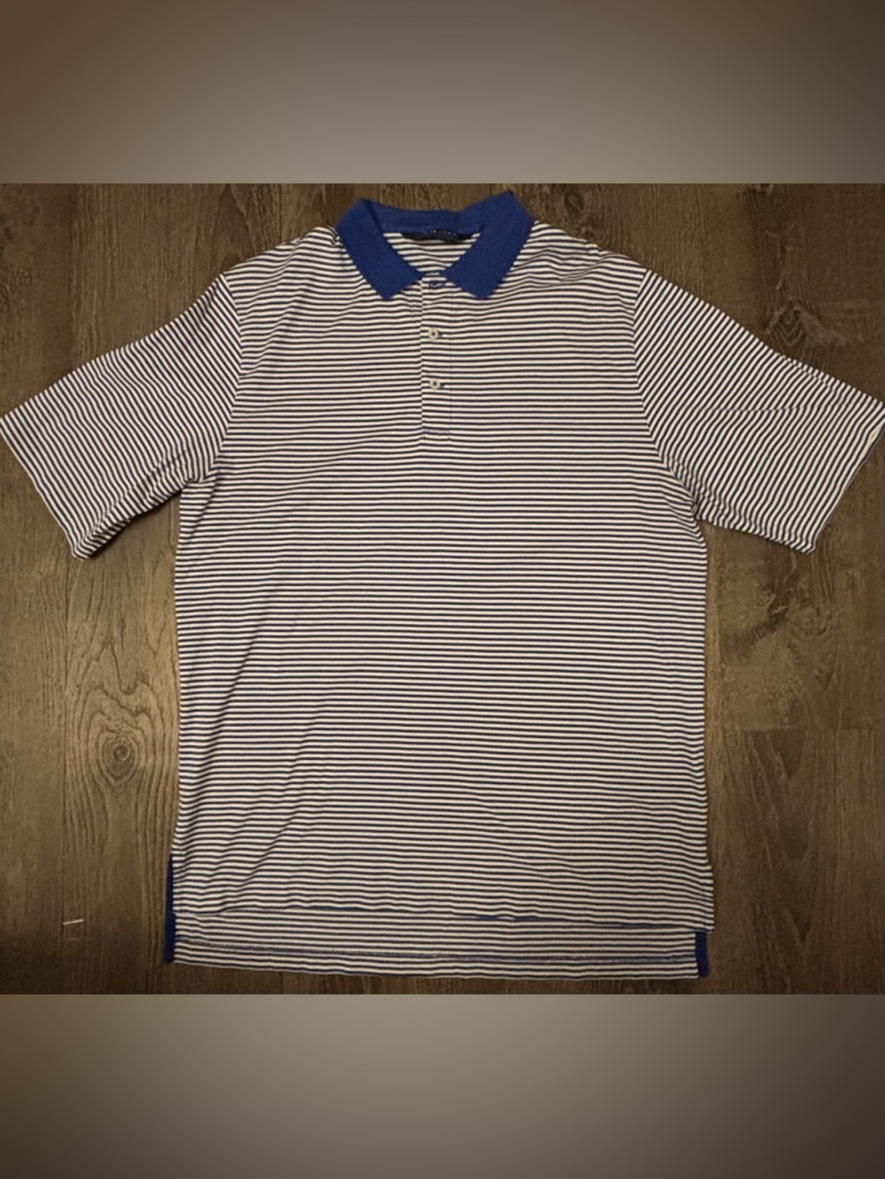 Polo Golf Ralph Lauren Men's Blue White Stripe Cotton Polo Shirt Sz. Med
